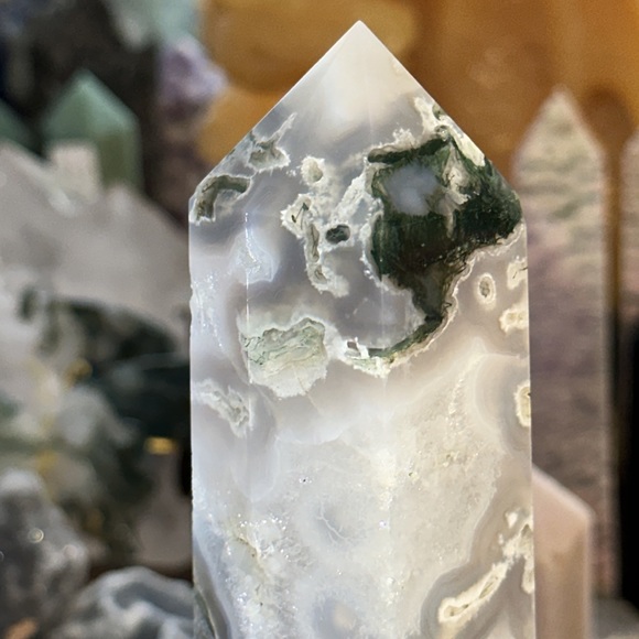 🔥SALE🔥 Moss Agate Crystal Tower With Druzy! - Picture 11 of 11